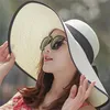 Chapeaux à large bord mode femmes grand chapeau de paille soleil disquette nœud papillon pliant casquette de plage été 2023 #A