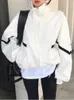 Women's Jackets South Korea's Autumn And Winter Stand-up Collar Contrast Color Drawstring Zipper Baseball Jacket Loose Sweater