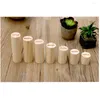 Smyckespåsar 7 stycken Naturlig omålad vanlig cylinder träring Display Stand Holder Organizer