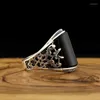 Wedding Rings Elegant Luxury Fashion Ring For Men Female Anniversary Engagement Party Jewely Gift Silver Plated Black Geometry