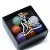 Pendanthalsband 7 Chakra Rough Stone Necklace 1 Set Handgjorda smycken Alloy Energy Yoga för kvinnor