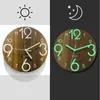 Wall Clocks Wooden Luminous Clock 12 Inch Number Quartz Glow In The Dark Hanging Ornaments DIY Home Living Room DecorWall