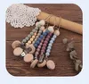 INS Baby Safty деревянный кремний Sopers Soathers Dealers Circle Beads Design Health Care Care Thette Pacifier Antipplop Chain Matant, подходящий для 0-3 месяцев 22 см/19G