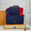Borsa di design di alta qualità da donna borsetta in pelle con lettere scatole fiori di serie di lussuoso numero tre in uno