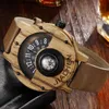 Armbandsur Top Band Wood Watch Men Fashion Compass Turntable Natural Wood Male Leather Sport Gift Relogio Masculino