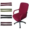 Housses de chaise 2pc couverture d'accoudoir élastique de couleur unie pour ordinateur de bureau repose-bras à rayures Spandex