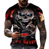 Men's T Shirts Fashion Skull Pattern 3D Printed Shirt Men Summer O Neck Street Oversized Loose Short Sleeve Top