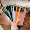 Luxury Liquid Silicone Square Matte Soft Case For iPhone 14 13 12 11 Pro Max XR XS X 7 8 Plus Plating Camera Ring Shockproof Cover