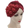 Vêtements ethniques à la mode Rose fleur Turban Bonnet pour femmes velours Hijab casquettes foulard musulman femme tête enveloppes chapeau africain