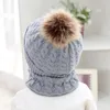 Boinas Conjunto de corbatas de invierno Bola de lana acrílica Gorro de bebé Gorros para mujeres Gorros Gorros Gorros