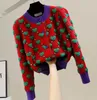 GGSITY LVSITY Luxurys Designer LVS Luxury Women Matching Color Cardigan Designer Shirt Strawberry Sweaters Autumn Winter Print Stitching TZ