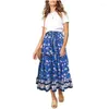 Skirts 2023 Fashion Women's Spring And Summer Lace Up Rubber Band Pattern Printed Bohemian Skirt