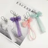 Keychains Elegent DIY Lace Fabric Bowknot Keychain For Women Trinket Ring Car Bag kleine hangende charme mobiele telefoon decoratie x83