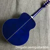 Guitare personnalisée en usine, table en épicéa massif, touche en palissandre, éclisses et dos en érable, guitare acoustique Jumbo de 38 "de haute qualité de la série bleue