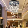 Chandeliers Amber Clear Crystal Feather Chandelier For Staircase Beauty Salon Reception Room Lobby Stainless Steel Ceiling Pendant Lamp