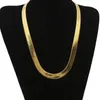 flat gold herringbone necklace