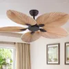 Plafoniere Ventilatore a foglia di palma da 52 pollici con telecomando senza luce Ventilatori a soffitto Ventilatore Decorazioni per la camera da letto Lame del motore silenziose