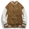 Herrjackor plus storlek Streetwear Vintage Baseball Uniform Korean Hip Hop Overized Patchwork Jacket Män kläder Harajuku Coats