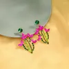 Dangle Earrings Balanbiuデリケートマルチカラークリスタルサボテルブロッサム女性ドロップゴールドカラー合金ファッションジュエリーアクセサリー