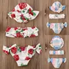 One Pieces 0-24 Months Born Girls Swimsuits 3pcs Set 2023 Summer Baby Girl Bikini Red Blue Floral Print Swimsuit Swimming Suit