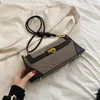 Kvällspåsar vintage väska kvinnors höst och vinter mode mångsidig axel crossbody liten fransk pinne gyllene spänne flicka