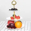 Tallrikar 3 Tier Cake Stand eftermiddagste Bröllopsfest Tabeller Bakeware Plast Tray Display Rack Decorating Tools