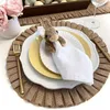 Table Mats & Pads 1pc Round Jute Folds Lace Placemats Natural Color Heat Insulation Nordic Household For TableMats &Mats