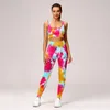 Aktive Sets Nahtlose Tie Dye Yoga Set Sport Fitness Hohe Taille Hüfte heben Hosen Bh Anzug Workout Kleidung Gym Leggings für Frauen