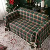 Blankets Coverlet Christmas Decoration Sofa Towel Green Color Weave Plaid Retro Home Throw Blanket