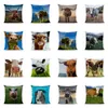 Yastık Çiftliği Highland Sığır Dairy İnek Baskı Kapağı Polyester Kapaklar 45 Kare Yastık Kılıfları Kanepe Ev Dekoru Yastık Kılıfı