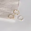 Обручальные кольца Ins Metal Beads Natural Freshwater Fearl Ring Simple Elastic Rov