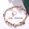 Fußkettchen YUN RUO Mode Doppelschicht Stern Fußkettchen Box Kette Frau Geschenk Rose Gold Farbe Titan Stahl Schmuck Nie Verblassen Drop