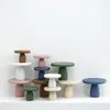 Plates Wooden Cake Stand Solid Colors Mushroom Jewelry Support Tray Holder Home Table Room Decoration Ornaments