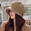 Beanieskull Caps Cokk Beret Hat Women Winter Octagonal S для ретро сплошной цветовой бархат Sboy Cap Женский хранение теплого ведра Горро 230211