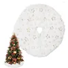 Décorations de Noël jupes d'arbre peluche en fausse fourrure 15 pouces de diamètre tapis de Base rond avec pentagramme en argent doré/Sno