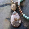 Pendant Necklaces Luxury CZ Stone & Waterdrop Druzy Cherry Blossoms Agates Necklace Women Girls Gift Natural Jaspers Bead