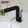 Zlew łazienkowy krany Ouboni Mat Black Faucet Detk Mount Vanity Mikser Stream Spray Zimna woda do mycia basenu