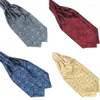 Bow Ties 2023High 품질의 Ascot Tie Cravat 남자 목 새틴 자기 결혼식