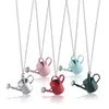 Pendant Necklaces 3D Watering Can Necklace Unique Red Pink Green Gardening For Women Men Jewelry Gift