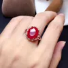 Cluster Rings Gift Real Natural and Ruby Ring Woman 925 SLIVER Luxury Resizable For Women 14k Gold Jewelry