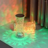 Luci notturne LED Lampada da tavolo in cristallo Proiettore Light Touch Atmosfera romantica con diamanti 3/16 colori USB per l'arredamento del soggiorno