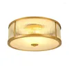Ceiling Lights American Seiko Pure Copper Bedroom Living Room Dining Light LED Modern Minimalist Round Lamp