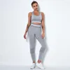 Conjuntos ativos se costura a mulher esportiva Yoga Sports Sports Sports Gym Clothing Hollow Out Sexy Back Lift Hip Bra Y2K Conjunto de roupas