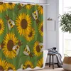 Shower Curtains Beautiful Sun Flower Daisy Printed Fabric Waterproof Polyester Bath Curtain With 12 Plastic Hooks 150x180cm