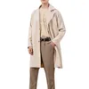 Trenchs pour hommes Manteau long pour hommes Manteau d'hiver en laine à simple boutonnage Style ample et simple