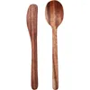 Set di stoviglie Set di marmellata Piatto Piccolo cucchiaio di miele Posate Piatti da tavola in legno e ciotole di piatti per cena completa Stoviglie in legno coperte