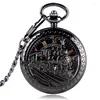 Pocket Watches Running Train Locomotive Mechanical Women Roman Numbers Rrelogio Hand Wind Watch Men fobs Gifts
