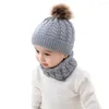 Berets Winter Neckwear Set Acryl Wool Ball Baby Hoed Bonnetten voor dames Beanies Beanie Hoeden