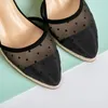 Sandaler kanseet vintage skor sommar sexig spetsig tå väv kil klackar svart rem spänne handgjorda höga kvinnor sandal