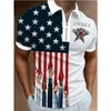 Heren PoloS Zomerkleding Shirts Streetwear Flag Print Casual T-shirt met korte mouwen T-shirt Men Turn Down kraag Zipper prom Tops 230211